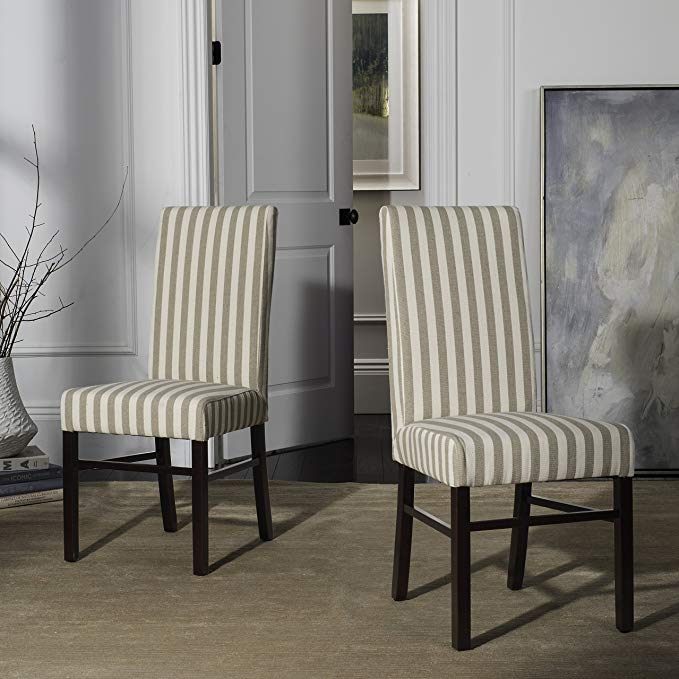 Safavieh Hudson Collection Park Slope Cotton Side Chairs, Classical Striped, Set of 2