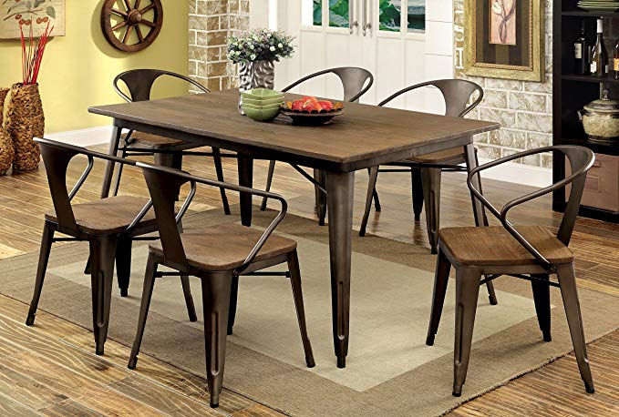 Furniture of America Cadiz 7-Piece Industrial Dining Set