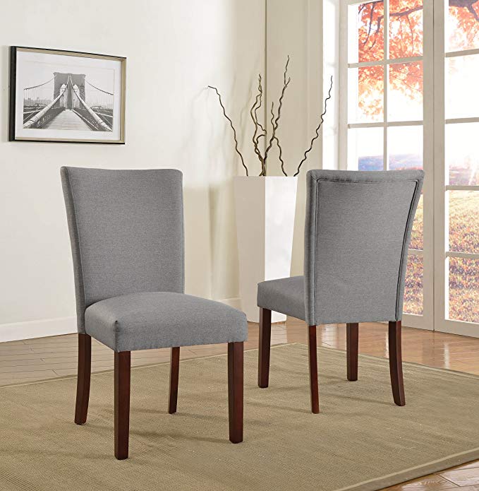 US Pride Furniture Sally Collection Classic Fabric Upholstered Dining Room Armless Accent Chair, Set of 2 Light Gray