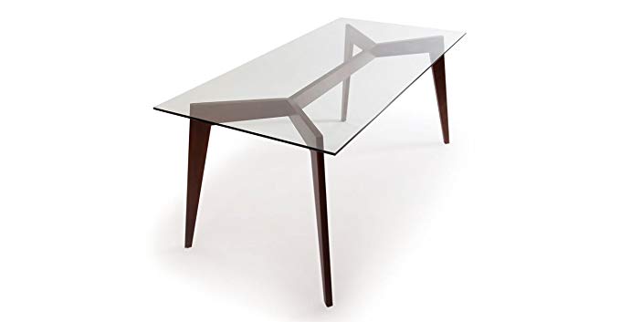 Kardiel Deco Blaze Mid-Century Modern Dining Table, Walnut Legs, Glass Top