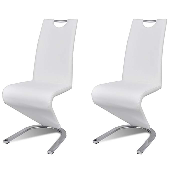 Festnight Set of 2 Artificial Leather Cantilever Dinning Chair with U-shaped Foot, 1' 6