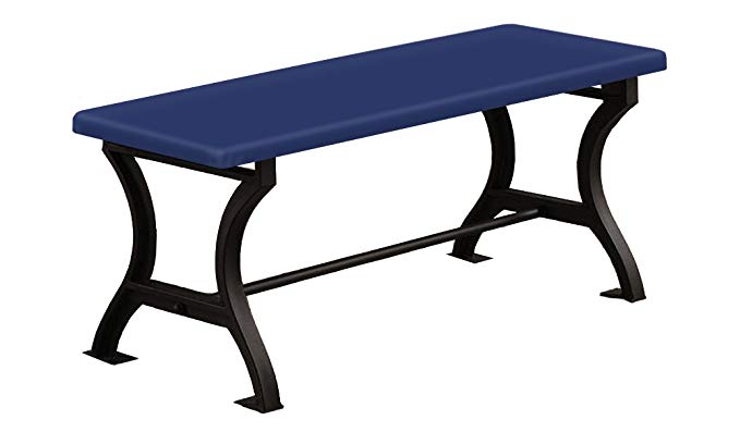 Wood and Metal 18” Tall Universal Bench with a Padded Seat Cushion Featuring Your Choice of a Colored Vinyl Seat Cushion (Blue)