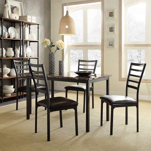 Darcy II Faux Marble Top Black Metal 5-piece Casual Dining Set