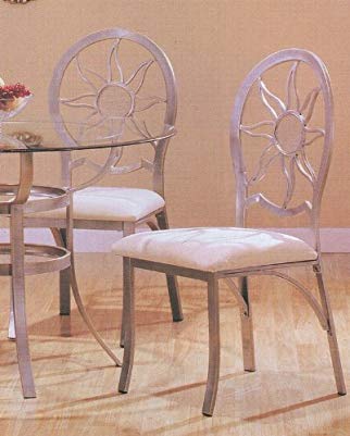 Set of 4 Modern Silver Finish Dining Chair/Chairs with Cushion Seats