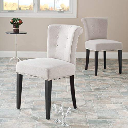 Safavieh Mercer Collection Matthew Beige Linen Dining Chair, Set of 2