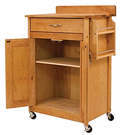 Catskill Craftsmen Deluxe Butcher Block Cart with Flat Panels and Backsplash