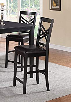 Set of 4 Espresso Finish Upholstered High Dining Chairs