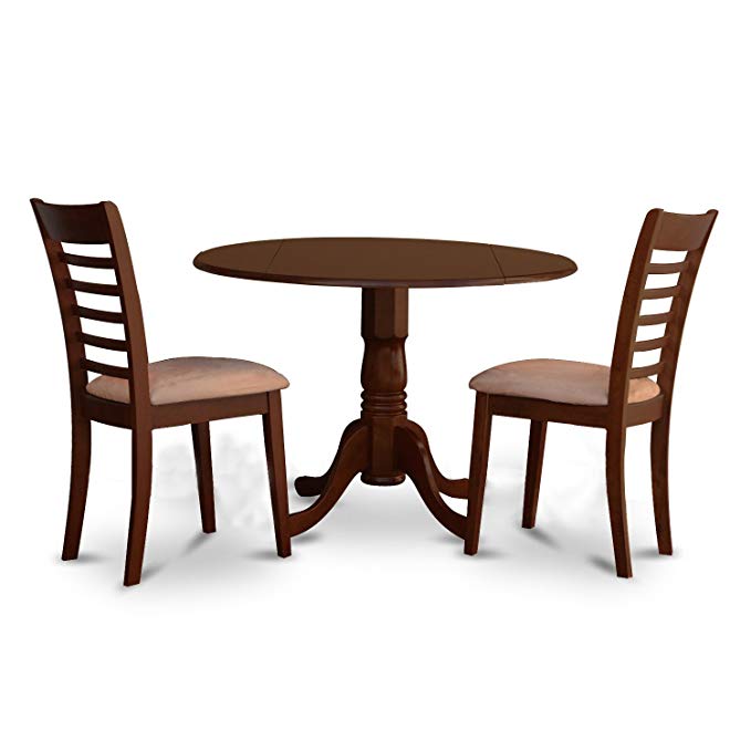 East West Furniture DLML3-MAH-C 3 Piece Round Kitchen Table and 2 Small Dining Chairs Set