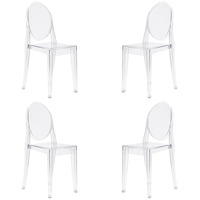 Poly and Bark Burton Side Chair in Clear (Set of 4)