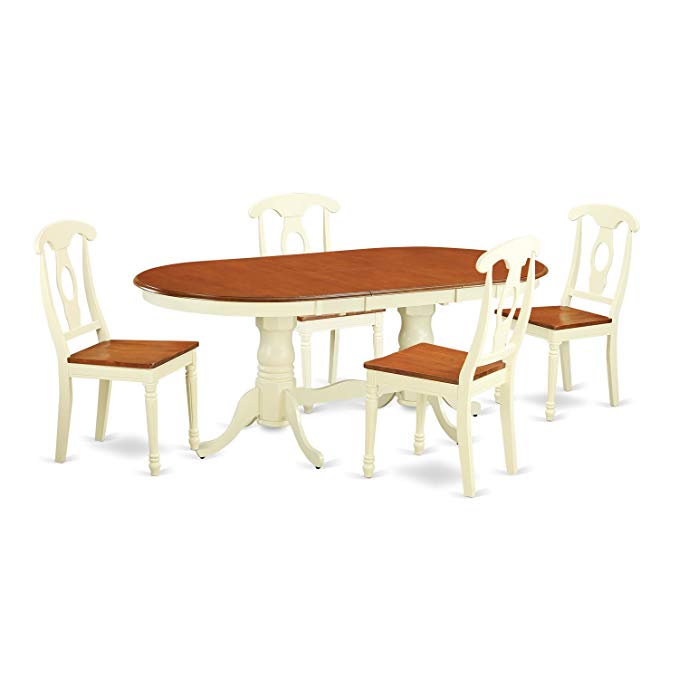 East West Furniture PLKE5-WHI-W 5 Piece Kitchen Dinette Table and 4 Chair Set