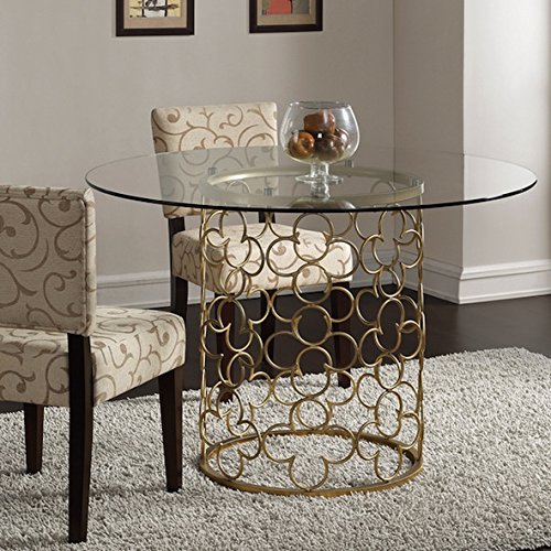 Quatrefoil Brush Gold Dining Room Table