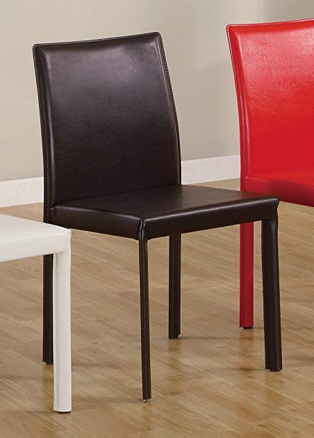 Set of 4 Dining Metal Chairs Chocolate Leather Like