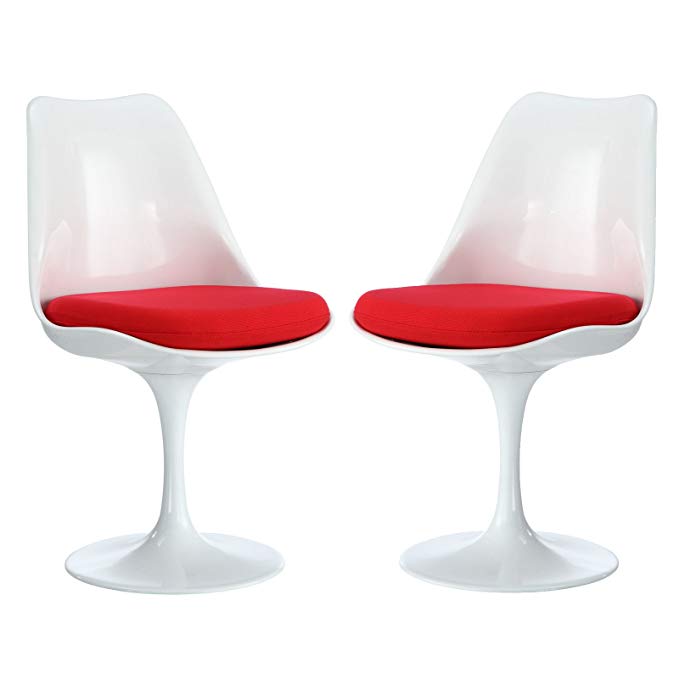 Modway Lippa Dining Side Chair Set of 2 in Red