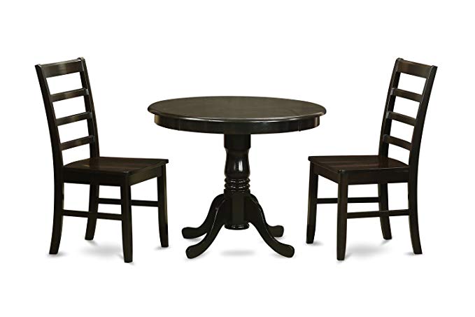 East West Furniture ANPF3-CAP-W 3-Piece Kitchen Table Set, Cappuccino Finish