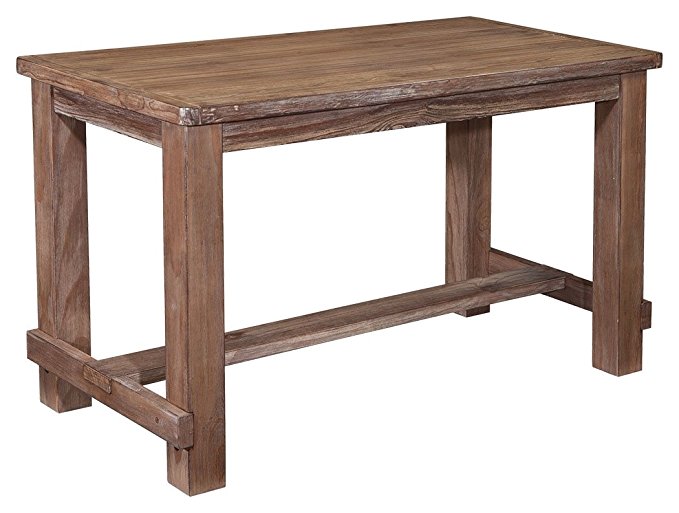 Ashley Furniture Signature Design - Pinnadel Counter Dining Table - Weathered Brown Finish w/Gray Undertones