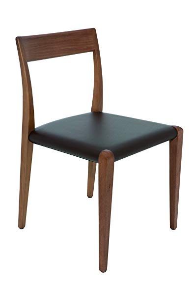 Nuevo Ameri Leather Dining Side Chair in Black and Walnut