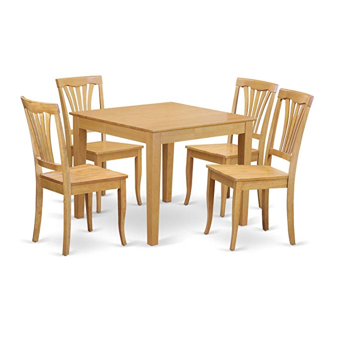 East West Furniture OXAV5-OAK-W 5-Piece Kitchen Table and Chairs Set, Oak Finish