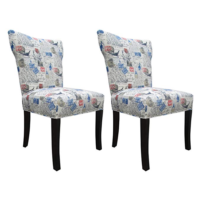 Sole Designs Amore Series Bella Collection Upholstered Modern Dining Chair (Set of 2), Blue/Red