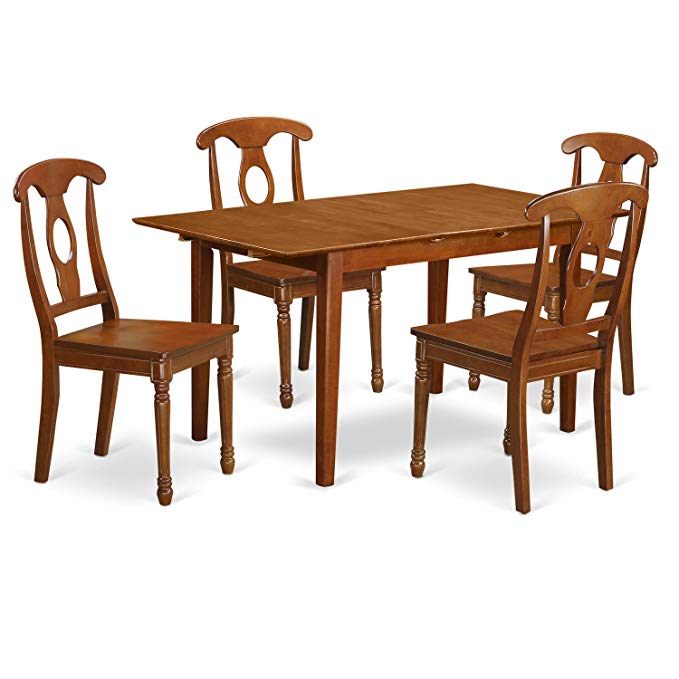 East West Furniture PSNA5-SBR-W 5-Piece Kitchen Table Set