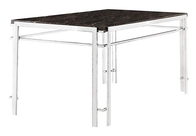 Homelegance 5178-60 Faux Marble Dining Table with Chrome Frame Base, Charcoal