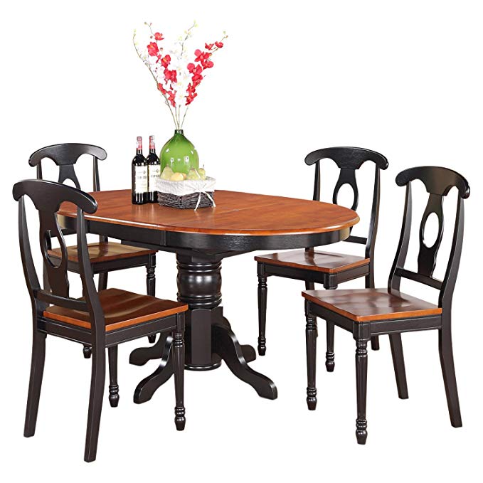 East West Furniture KENL5-BLK-W 5-Piece Dining Table Set