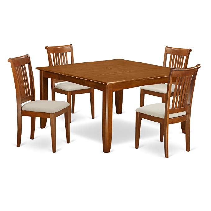 East West Furniture PFPO5-SBR-C 5-Piece Dining Table Set