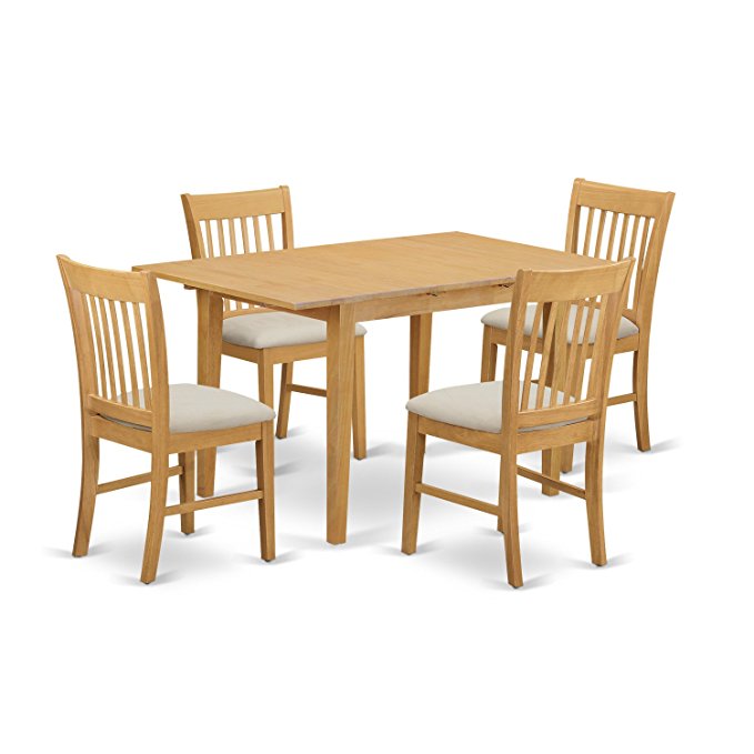 East West Furniture NOFK5-OAK-C 5-Piece Dinette Table Set, Oak Finish