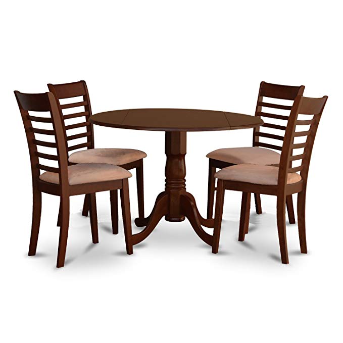 East West Furniture DLML5-MAH-C 5 PC Dublin Kitchen Table Set-Dining Table & 4 Microfiber Upholstery Kitchen Chairs