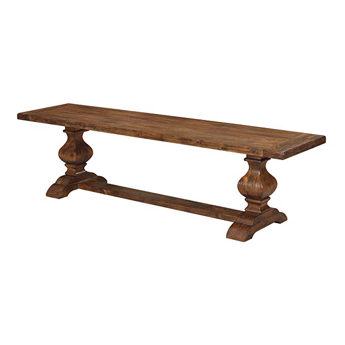 Emerald Home Chambers Bay Rustic Brown Bench with Double Pedestal Base