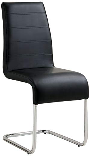 Furniture of America Vinson Modern Leatherette Dining Chair, Black, Set of 4