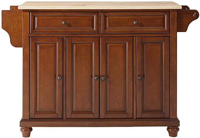 Crosley Furniture Cambridge Kitchen Island with Natural Wood Top - Classic Cherry