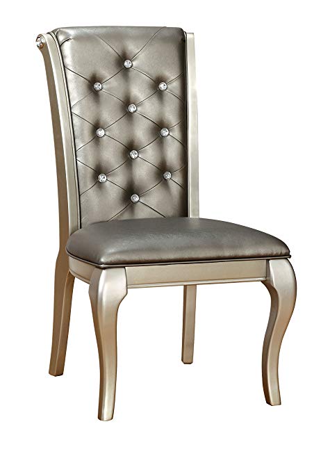 HOMES: Inside + Out Daniese Contemporary Dining Chair (Set of 2), Silver