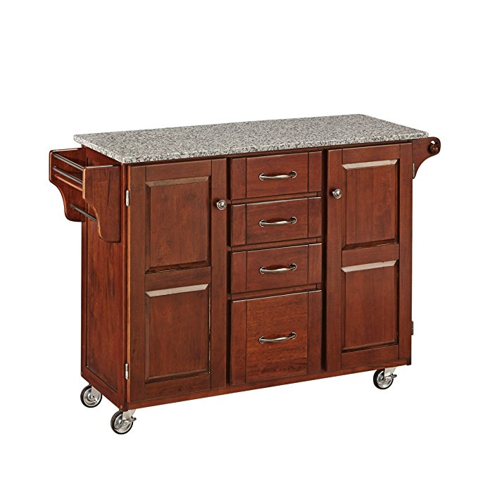 Home Styles 9100-1073 Create-a-Cart 9100 Series Cabinet Kitchen Cart with Salt and Pepper Granite Top, Medium Cherry Finish