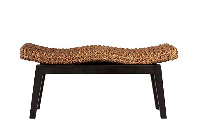 East At Main Myra Wood and Water Hyacinth Bench, Brown, (39x14x18)