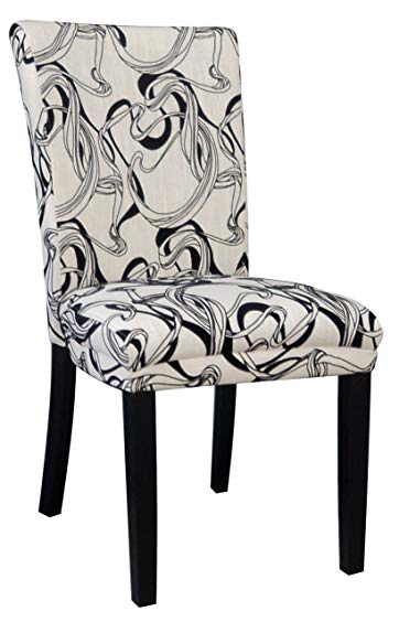 Chintaly Imports Misty Parson Wide Back Side Chairs, 20.12 by 17.32 by 38.5-Inch, Black/White, Set of 2