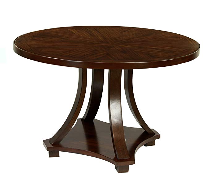 Furniture of America Fluxeur Round Dining Table, Dark Walnut Finish