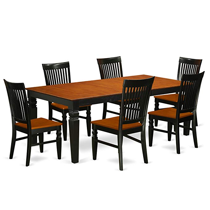 East West Furniture LGWE7-BCH-W Logans, 7 Pieces, Black And Cherry