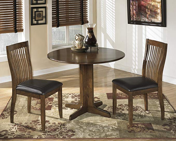 Stanman Medium Brown Round Drop Leaf Table W/ 2 Chairs