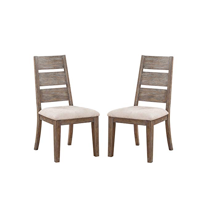 Emerald Home Viewpoint Driftwood Gray Dining Chair with Upholstered Seat, Set of Two