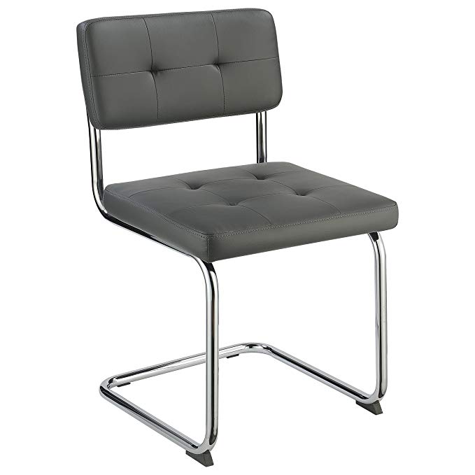 Coaster 102906-CO Walsh Collection Grey Faux Leather Dining Chairs with Chrome Legs (Set of 4)