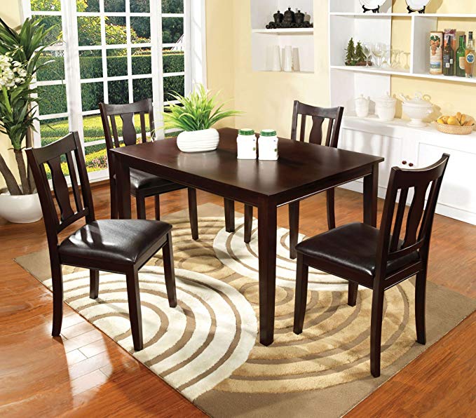 Contemporary Style Padded Leatherette Seats 5 PC Dining Set Espresso