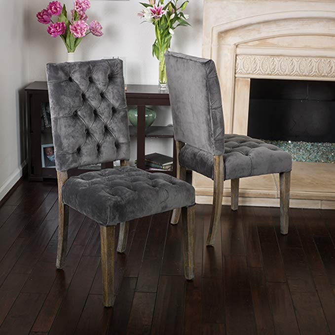 Christopher Knight Home 296550 Carolina New Velvet Dining Chairs, CHARCOAL