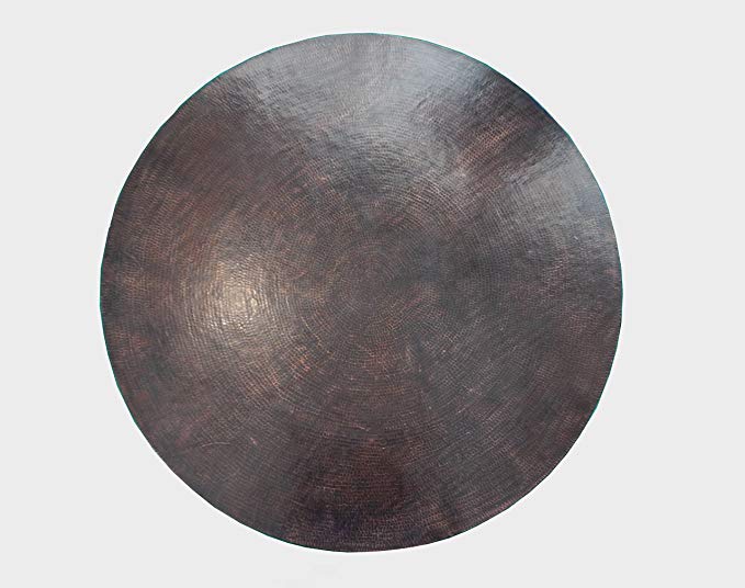 COLOR Y TRADICIÓN Mexican Round Copper Table Top Hand Hammered Rio Grande Patina 54