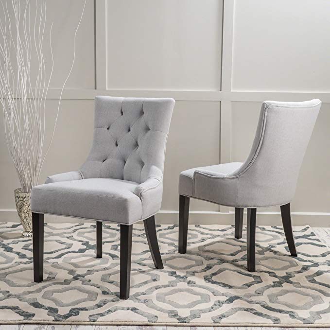 Stacy Light Grey Fabric Dining Chairs (Set of 2)