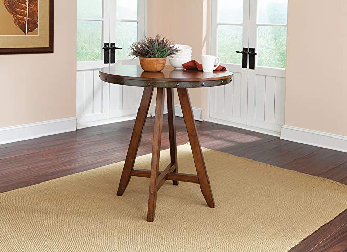 Sauder 415089 Carson Forge Round Counter-Ht Table, Washington Cherry Finish