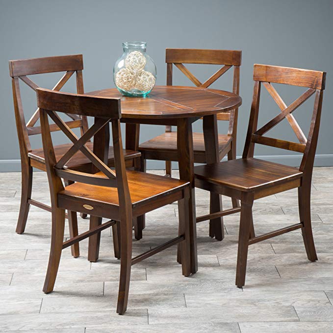 Potter 5pc Mahogany Stained Wood Round Table Dining Set