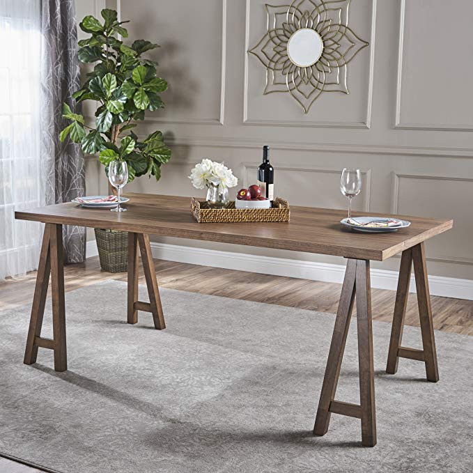 Sabrina Farmhouse Wood Finish Dining Table (Natural Walnut)